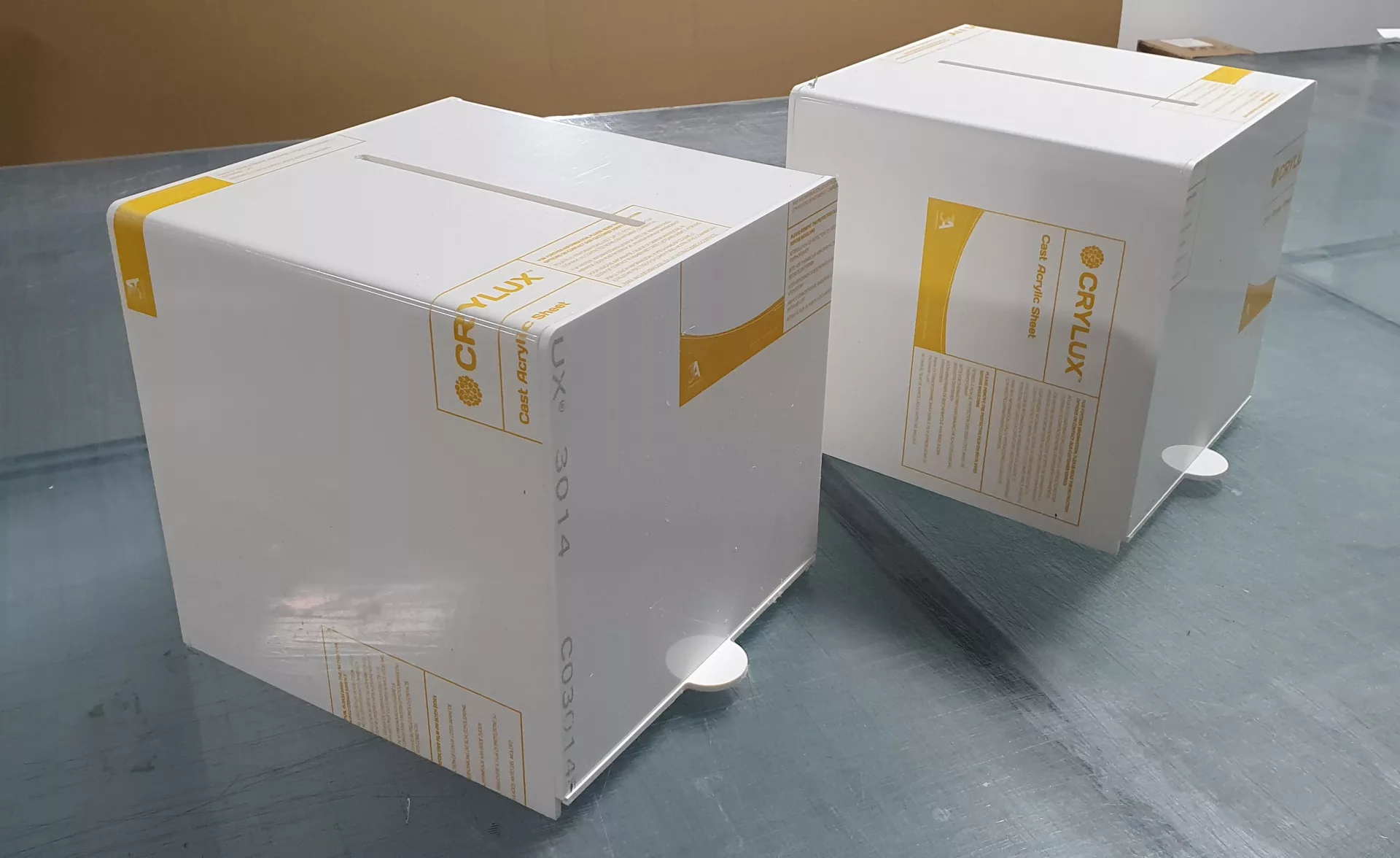 Fabricated White Acrylic Boxes, Perspex Fabricated Suggestion Boxes